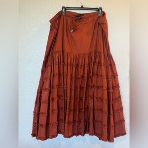 Lane Bryant Venezia Women’s 22 Tiered Midi Skirt Boho Summer Ruffle